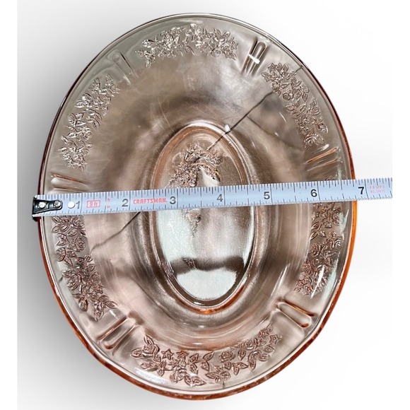FEDERAL GLASS CO. SHARON
CABBAGE ROSE PINK OVAL
VEGETABLE or SERVING BOWL - Picture 5 of 11